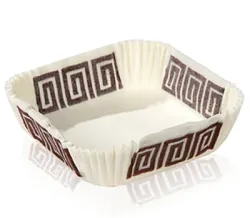 Greaseproof Cases; Square; White; Brown Print